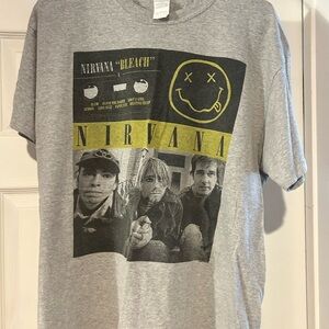 NIRVANA Gray Graphic Tee with Yellow Accents